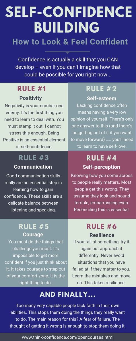 Learn the key steps to building self-confidence. Click infographic to discover how to look and feel more confident, build your self-belief and boost your self-esteem. #confidence #selfesteem #selfconfidence #selfimprovement #infographics Quotes Confidence, How To Believe, Building Self Confidence, Building Self Esteem, Vie Motivation, Self Confidence Tips, Confidence Tips, Confidence Quotes, Mental And Emotional Health