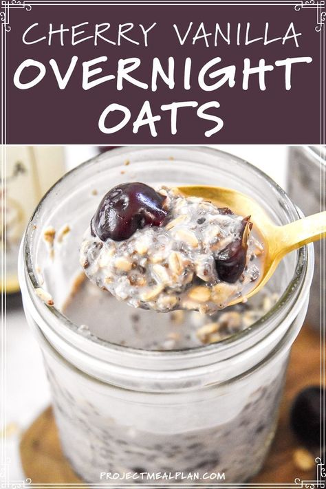 Cherry Overnight Oats, Vanilla Overnight Oats, Strawberry Overnight Oats, Chia Overnight Oats, Overnight Recipes, Oat Recipes Healthy, Overnight Oats Recipe Healthy, Prep Breakfast, Cherry Vanilla