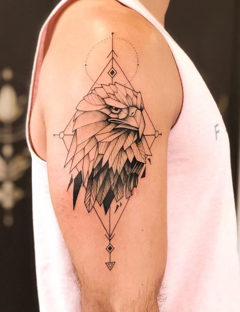 Geometric Eagle Tattoo Design, Small Eagle Tattoo Men, Geometric Eagle Tattoo, Eagle Tattoo Men, Geometric Tattoo Eagle, Eagle Wing Tattoos, Eagle Head Tattoo, Small Eagle Tattoo, Tattoo Eagle