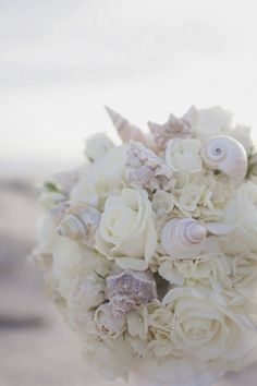 Beach Bouquet, Seashell Bouquet, Beach Wedding Decorations Reception, Theme Board, Seashell Wedding, Beachy Wedding, Sea Wedding, Beach Wedding Flowers, Beach Flowers