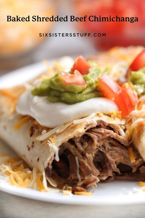 Shredded Beef Chimichanga Recipe, Beef Chimichanga Recipe, Shredded Beef Chimichangas, Beef Chimichanga, Chimichanga Beef, Beef Chimichangas, Baking Dish Recipes, Chimichanga Recipe, Leftover Roast Beef