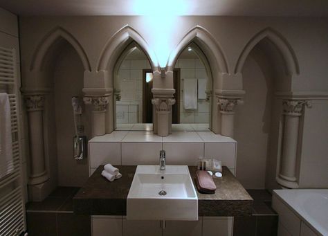 gothic bathroom - Google Search Gothic Details, Gothic Interior Design, Gothic Arches, Gothic Bathroom, Black Tower, Gothic Interior, Arch Ideas, Gothic Bedroom, House Design Ideas