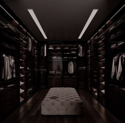 Mafia House, Darkest Temptation, House Closet, Story Pictures, Dark Modern, Luxury Closets Design, Dark House, Dark Home, Apartment Aesthetic