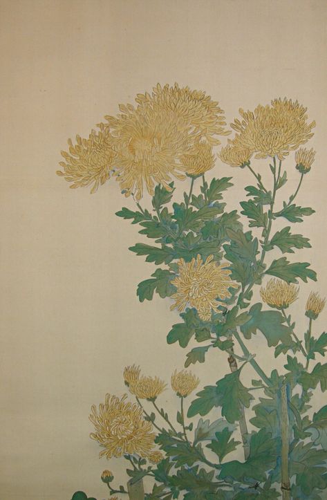 Yellow Chrysanthemum Aesthetic, Chrysanthemum Painting, Gold Kimono, Floral And Fauna, Kimono Patterns, Bed Wall Art, Japanese Chrysanthemum, Yellow Chrysanthemum, Random Products