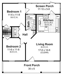 Build or Remodel Your Own House: Can You Build a New Home for $70,000? 800 Sq Ft House, Building A Small House, Two Bedroom House, A Small House, Small House Floor Plans, 2 Bedroom House, Cottage Plan, Cottage House, Cabin In The Woods