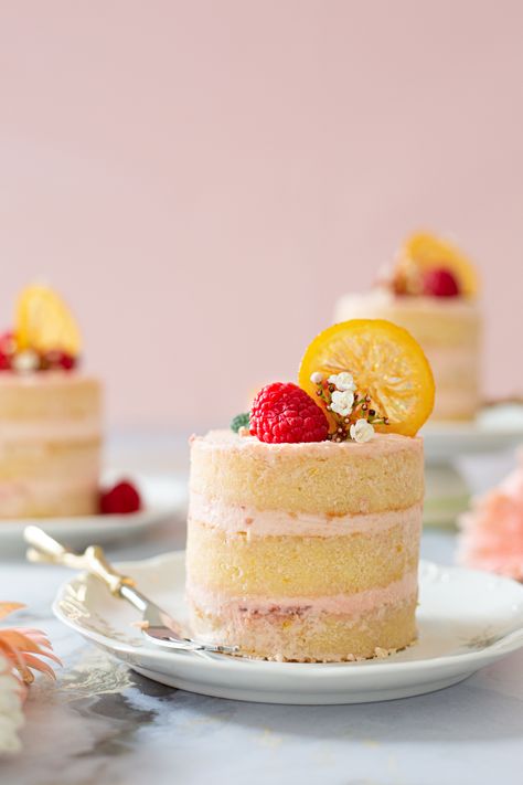 Raspberry and Lemon Mini Cakes – Adventures with Sugar Mini Lemon Raspberry Cakes, Unique Mini Cakes, Individual Lemon Cakes, Mini Layered Cake Ideas, Mini Raspberry Cake, Mini Lemon Cake Recipe, Small Raspberry Cake, Stacked Mini Cakes, Mini Sandwich Cakes