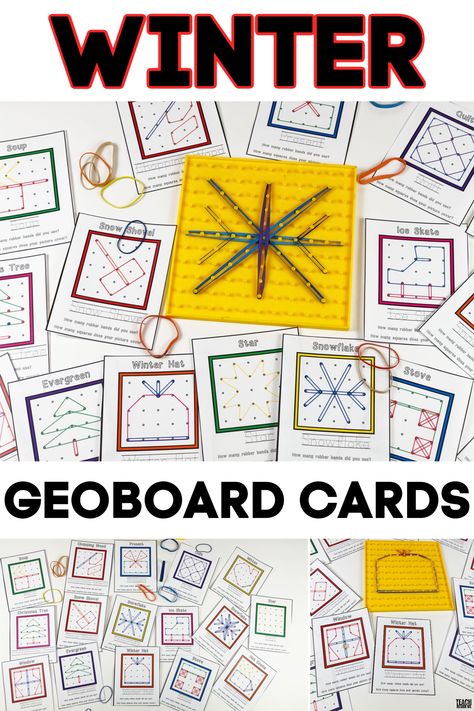 Printable Winter geoboard pattern cards for Christmas time! #winter #geoboard #math Brain Flakes Task Cards Free, Free Geoboard Printables, Geoboard Patterns Free Printable, Geo Board Patterns Printable Free, Geoboard Task Cards Free, Winter Math Games, Geo Board, Clothing Study, Memory Strategies