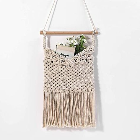 Oakeer Macrame Wall Hanging Magazine Organizer Mail Holder V-Shaped Cotton Wovening Picture Pocket Boho Home Decor for Bedroom Apartment Wedding Decor,11"W × 18"L : Amazon.ca: Home Apartment Wedding, Magazine Organizer, Home Decor For Bedroom, Magazine Organization, Mail Holder, Classic Interior Design, Mail Organizer, Bohemian Art, Boho Home Decor