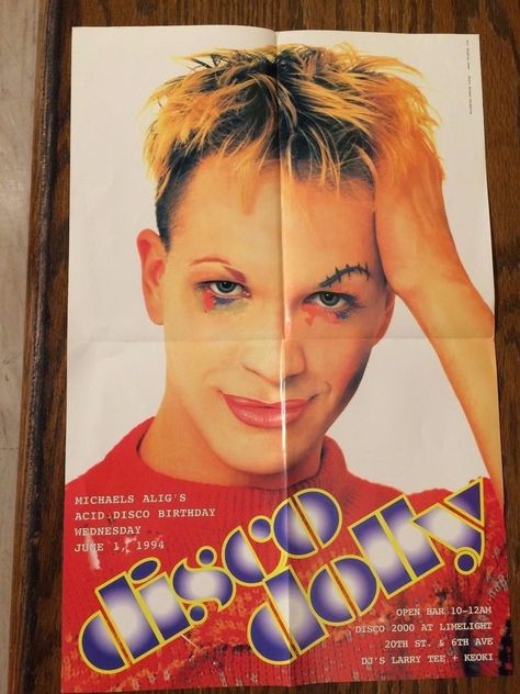 Michael Alig Club Kids Disco Dolly Birthday Invite Disco 2000 Limelight 1991 | #1859368800 Michael Alig, Party Monster, Pulp Fiction Book, Extreme Fashion, Bug Boy, Jesus Christ Superstar, Famous Photos, Club Poster, Fairytale Illustration