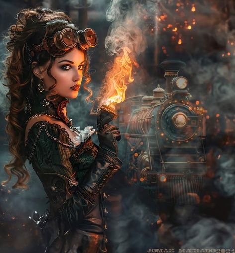 Punk Photoshoot Ideas, Castle In The Woods, Book Fantasy Art, Punk Photoshoot, Steampunk Futuristic, Steampunk Fashion Women, Steampunk Mechanic, Steam Punk Fashion, Steampunk Witch