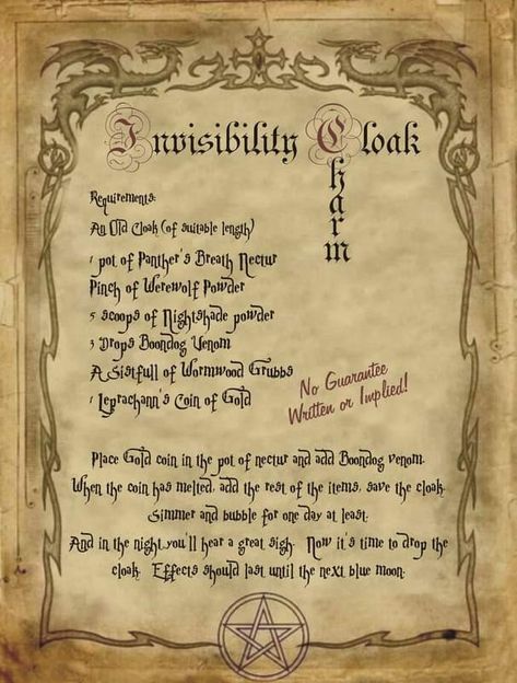 Coven Spells, Camper Halloween, Latin Spells, Herbs Recipes, Truth Spell, Halloween Spell Book, Potions Recipes, Witchcraft Spells For Beginners, Invisibility Cloak