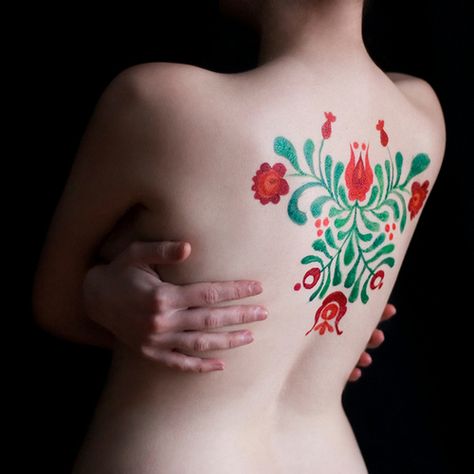 Hungarian trditional motifs for color tattoo on womens back. Hungarian Tattoo, Body Painting Art, Body Paintings, Hungarian Embroidery, Tree Tattoo, Mandala Tattoo, Skin Art, Creative Tattoos, Armband Tattoo