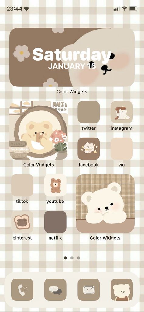 Teddy Bear Wallpaper Iphone, Beige Home Screen, Bear Wallpaper Iphone, Walpapers Cute, Beige Home, Aesthetic Widget, Cute Home Screen Wallpaper, Teddy Bear Wallpaper, Cute Home Screens