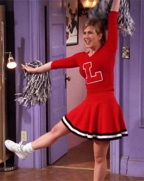 Rachel cheerleading outfit Rachel Green Outfits, Friend Costumes, Jennifer Aniston Hot, Cheer Outfits, Cheerleading Outfits, Friends Party, Rachel Green, Friends Show, Friends Tv Show