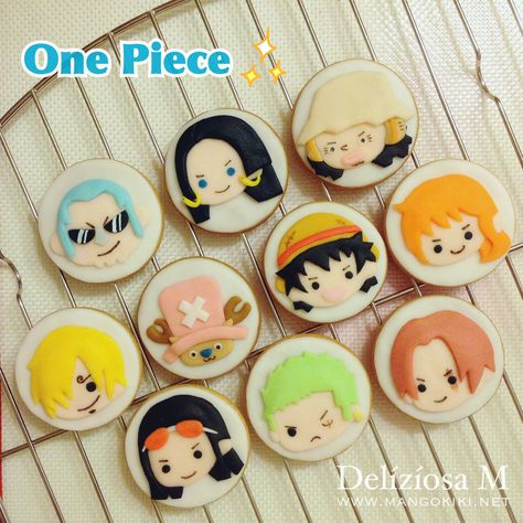 One-Piece Cookies One Piece Anime Cookies, One Piece Dessert, One Piece Cookies Anime, One Piece Cupcake, One Piece Cookies, Pastries Design, One Piece Food, One Piece Cake, Anime Cookies