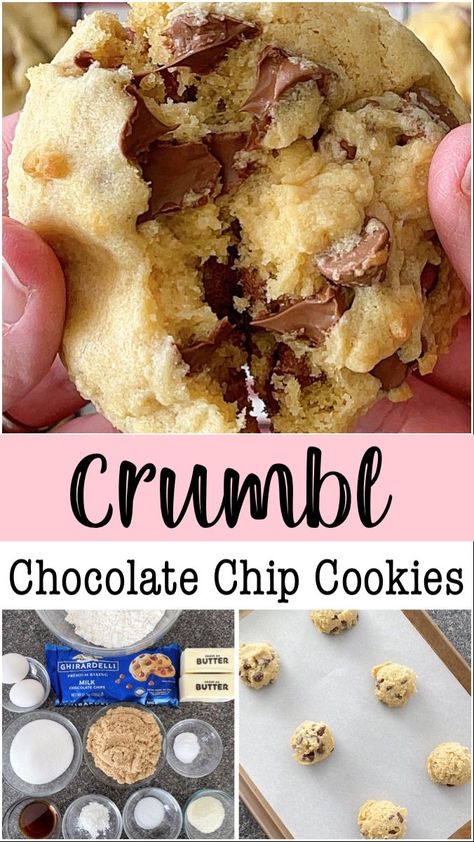 If you’re looking for a delicious, chewy and gooey cookie recipe to satisfy your sweet tooth, then you’ll want to try this copycat version of Chocolate Chip Crumbl Cookies. This recipe will be sure to bring a smile to everyone’s face when set out at your next gathering. So if you have a love of Crumbl cookies like I do, don’t wait any longer to make your own batch of Crumbl Chocolate Chip Crumbl Cookies today! Crumble Chocolate Chip Cookie Recipe, Chocolate Chip Crumbl, Crumbl Chocolate Chip Cookies, Cookie Recipes Gooey, Crumble Cookie Recipe, Chocolate Chip Pudding Cookies, Best Chocolate Chip Cookies Recipe, Crumbl Cookies, Gooey Cookies