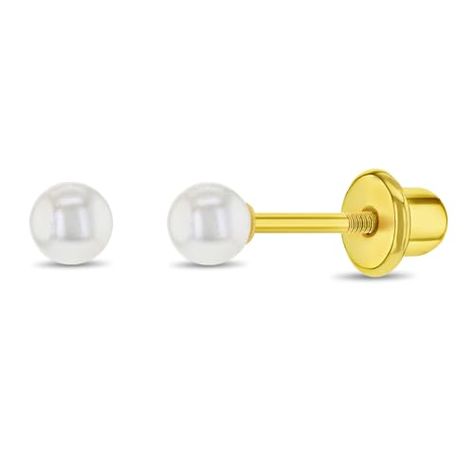 Baby Pearls, Baby Earrings, Earrings For Girls, Newborn Babies, Consumer Products, Girls Earrings, Screw Back Earrings, Sensitive Ears, Brass Material