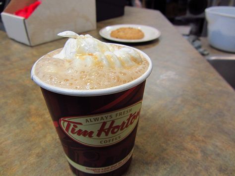 Tim Hortons - French Vanilla Cappuccino Supreme  www.elsiehui.com Vanilla Cappuccino, French Vanilla Cappuccino, Fresh Whipped Cream, Tim Hortons, French Vanilla, Fresh Coffee, Guilty Pleasures, Cappuccino, Whipped Cream