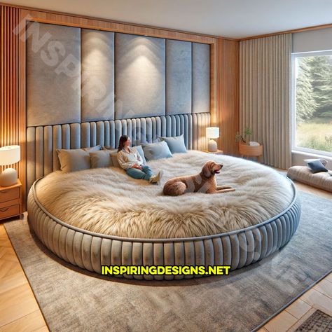 These Giant Dog Beds for Humans Offer a Plush Retreat for You and Your Pooches – Inspiring Designs Unusual Beds, Giant Dog Beds, Fall Bedroom Ideas, Bedroom Set Designs, Circle Bed, Stylish Living Room Furniture, Dog Bedroom, Bear Bed, Big Bed