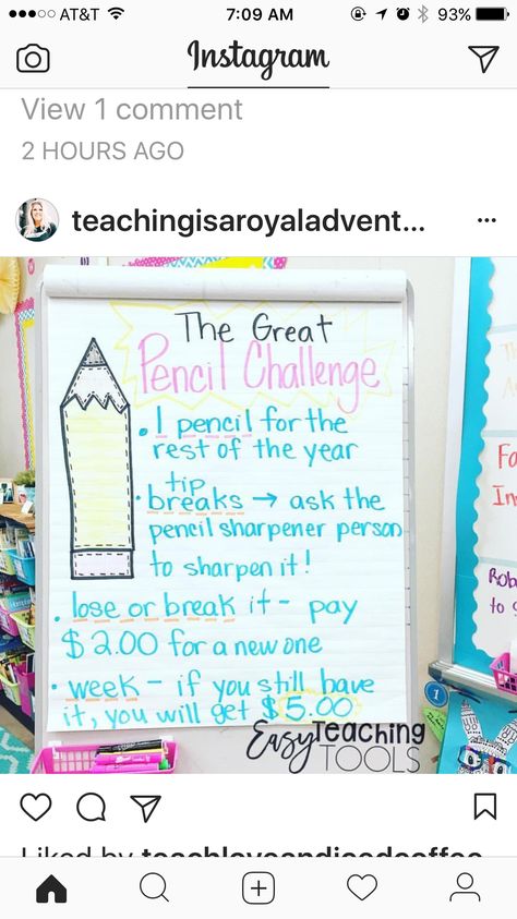 Pencil Anchor Chart, Pencil Challenge, Classroom Economy, Behavior Plan, Anchor Chart, Challenge Me, Teaching Tools, Anchor Charts, Classroom Decor