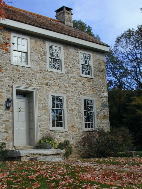 Limestone Exterior Home, Painted Conservatory, Cotswold Stone House Exterior, Yorkshire Stone House, New Build Stone House Uk, Cotswold Stone New Build, Stone Front House, German Cottage, Cotswold Stone House Windows