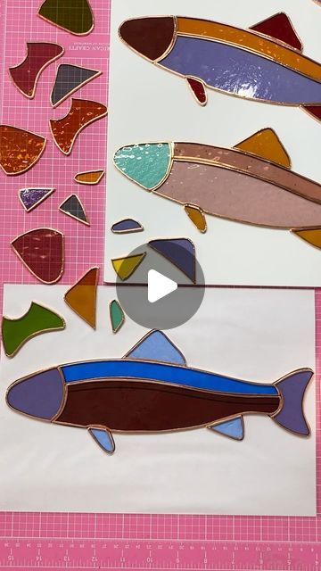 Stained Glass Art on Instagram: "Fishies! Yes/no?? I was originally trying to come up with a more simplified rainbow trout stained glass design and got carried away, I’m sure you can tell I love fun colour combinations!  These will be coming with me to the Winter Market on the 15th and 16th, I hope to see you there 😊 . . . #stainedglass #hobartandbeyond #tasmanianmade" Stained Glass Trout, Winter Market, Rainbow Trout, Colour Combinations, Stained Glass Art, Glass Design, Color Combinations, See You, Stained Glass