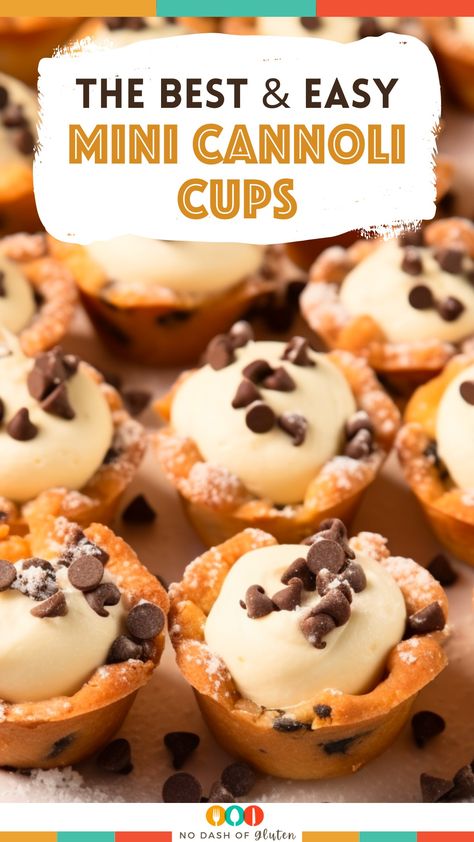 Discover the joy of making Mini Cannoli Cups, an elegant yet easy Italian dessert! Perfect for any occasion, these bite-sized treats feature a creamy ricotta filling, enhanced with a hint of citrus, nestled in a crispy, cinnamon-sugar pastry cup. Ideal for impressing guests or treating your family, they're simple to make and irresistibly delicious. Follow the recipe for a sweet journey into Italian baking. Don’t forget to save and share this delightful recipe for your next gathering! Cook Off Dessert Recipes, Mini Cannoli Tarts, Cannoli Cheesecake Bites, Mini Canolli Tarts, Simple Baked Desserts, Bite Size Cookie Recipes, Hand Held Desserts Easy, Mini Canolli Cups, Canoli Mini Cups