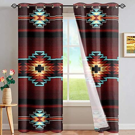 Aztec Pattern Window Curtain for Women Men Living Room 52 x 63 Inches, Lightweight Blackout Curtain Panels Set of 2 Washable Bedroom Kitchen Drapes Men Living Room, Kitchen Drapes, Farmhouse Curtains, Bedroom Window, American Decor, Drape Panel, Bedroom Windows, Aztec Pattern, Window Drapes