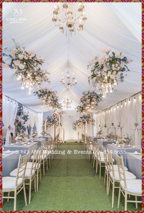 Blue Wedding Backdrop, Pastel Blue Wedding, Wedding Tent Decorations, Wedding Decorations Ideas, Nikah Decor, Wedding Decor Rustic, Blue Wedding Decorations, Wedding Stage Backdrop, Rustic Wedding Decorations