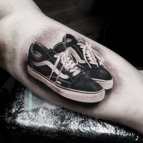 luke sayer Vans Tattoo, Shoes Tattoo, Shoe Tattoos, Epic Tattoo, Tattoo Henna, Famous Tattoos, Nordic Tattoo, Realistic Tattoo, Arm Band Tattoo