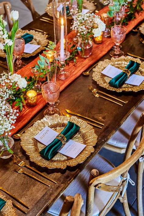 undefined Fall Wedding Tablescapes Jewel Tones, Colorful Dinner Party, Fall Wedding Tablescapes, Jewel Tone Decor, Tablescape Design, Wedding Planning List, Bday Dinner, Tiffany Party, Wedding Planning Business