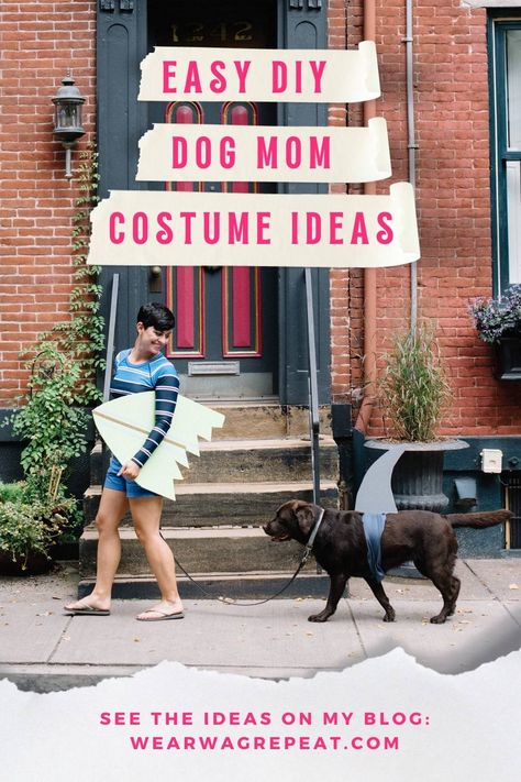 Get ready for halloween with your dog! I have some Easy DIY dog costume ideas, of course they're dog and human costumes because I love to do everything with my dog... especially trick or treating! This is my famous surfer girl and shark DIY costume, it's so easy to make and will be a hit at your costume party or Halloween dog parade. Get more dog and owner costumes ideas on my blog. Dog Octopus Costume, Simple Dog Costumes Diy, Woman And Dog Costume Ideas, Halloween Dog And Owner Costumes, Costume For Dogs And Owners, Large Dog Halloween Costumes Diy, Diy Dog Halloween Costumes For Big Dogs, Barbie Dog Costume, Dog Human Halloween Costumes