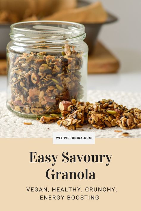 Nut And Seed Granola, Savoury Nuts Recipe, Savory Granola Recipe, Savoury Granola, Salad Toppers Crunchy, Easy Savoury Snacks, Salty Granola, Savoury Snacks, Granola Recipe