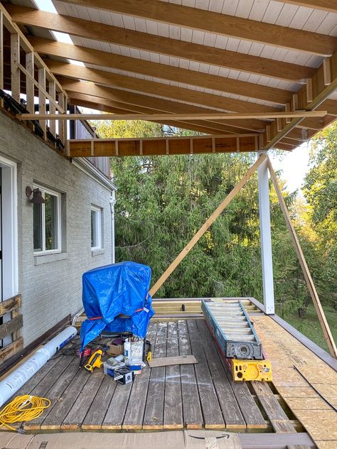 Porch Ceiling Beams, Shed Roof Screened In Porch, Add Screened In Porch To Deck, Raised Ranch Screened In Porch, Screened In Porch And Deck, Screened Deck, Covered Back Porch, Grilling Porch, Patio Addition