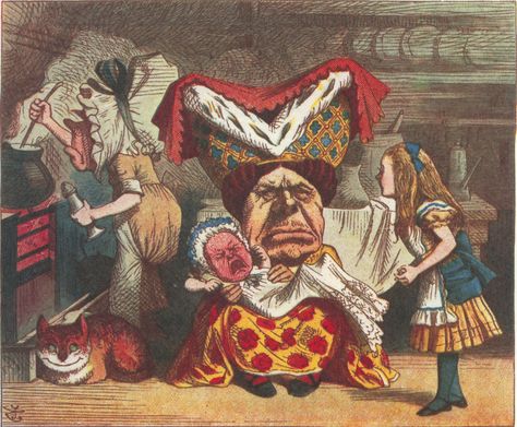 Image 10 of 20 Alice, the Duchess, the cook and the baby Alice In Wonderland Illustrations, Picture Tiles, John Tenniel, Baby Illustration, Dragonfly Art, Nursery Poster, Art Et Illustration, Baby Colors, Lewis Carroll