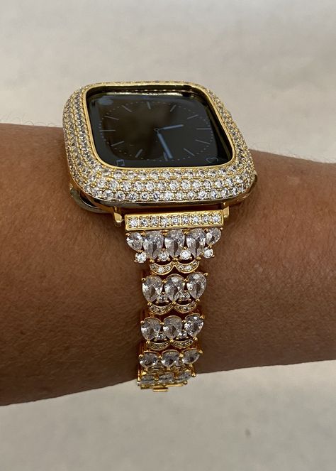 Apple Watch Cover, Gold Apple Watch Band, Custom Apple Watch Bands, Bling Gifts, Apple Watch Bands Women, Gold Apple Watch, Apple Watches, Gold Apple, Apple Watch Case