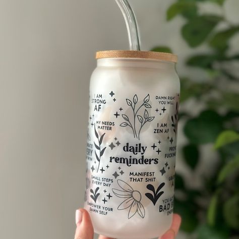 Glass Tumbler Design, Swear Words, Daily Affirmation, Daily Reminders, Cute Cups, Tumbler Gift, Cup Design, Glass Tumbler, Custom Tumblers