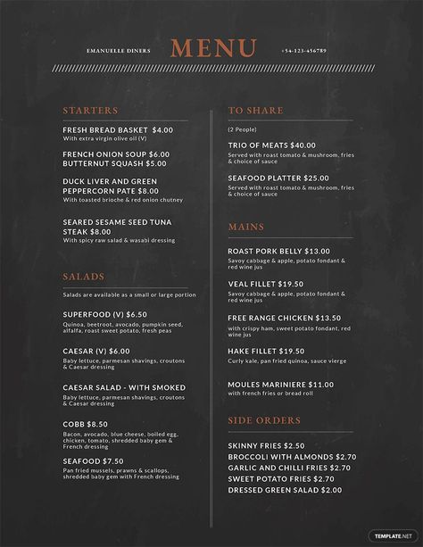 Chalkboard Menu Design, Hair Salon Price List, Red Onion Chutney, Free Menu Templates, French Soup, Diner Menu, Ice Cream Menu, Sample Menu, Menu List