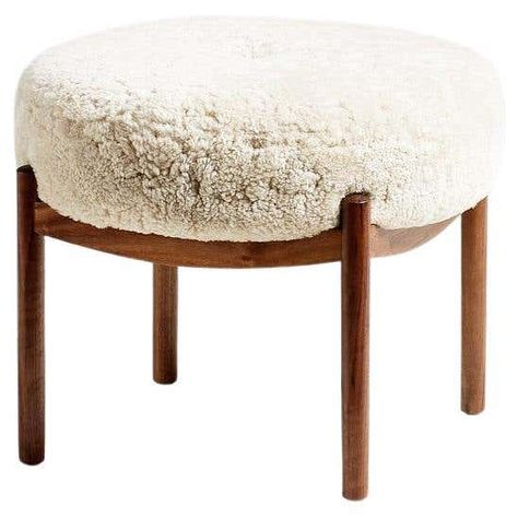 1stDibs: Antique and Modern Furniture, Jewelry, Fashion & Art Danish Minimalism, Ottoman Pouf, Wood Finishes, Fabric Ottoman, Round Ottoman, Pouf Ottoman, Fabric Seat, Cabinet Makers, Modern Chairs