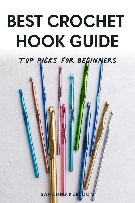 One of the joys of picking up a new hobby is shopping for tools! In this article, we'll discuss the different types of crochet hooks available and which will best meet your needs as a beginner crocheter. While choosing the best crochet hooks as a beginner might feel daunting, you can't go wrong with any of the hooks included on this list. Best Selling Crochet Items Knitting & Tools, Best Crochet Hooks For Beginners, Crochet Hooks Sizes, Best Crochet Hooks, 8mm Crochet Hook Patterns, Crochet Tools For Beginners, Selling Crochet Items, Crotchet Hook, Crochet Essentials