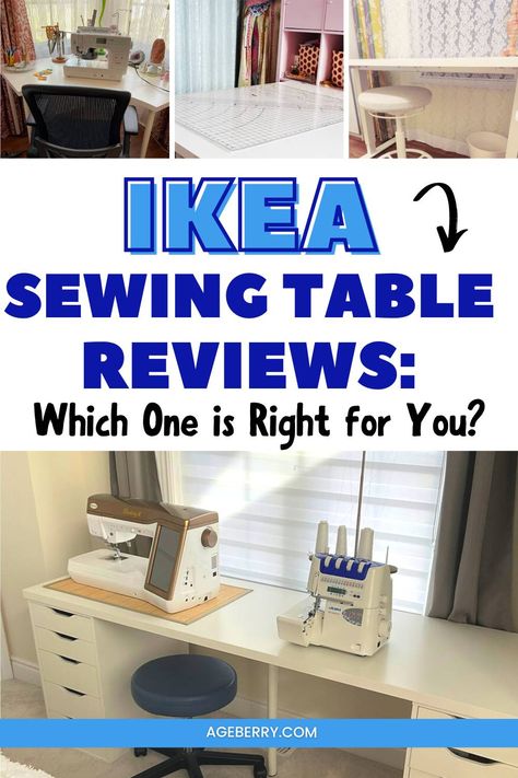 Ikea Sewing Table, Sewing Machine Desk, Craft Table Ikea, Ikea Sewing Rooms, Sewing Craft Table, Sewing Tables, Craft Room Tables, Diy Sewing Table, Sewing Desk