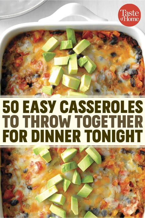 Dinner Tonight Easy, Super Easy Casseroles, Easy Casseroles, Yummy Casserole Recipes, Taste Of Home Recipes, Yummy Casseroles, Easy Casserole Recipes, Easy Casserole, Easy Dinners