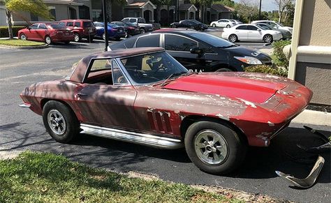 Corvettes for Sale: 1965 Corvette Barn Find - Corvette: Sales, News & Lifestyle Driveway Materials, 1965 Corvette, Bicycles For Sale, Corvette For Sale, Corvette Convertible, Number Matching, Barn Finds, Interior Trim, Manual Transmission