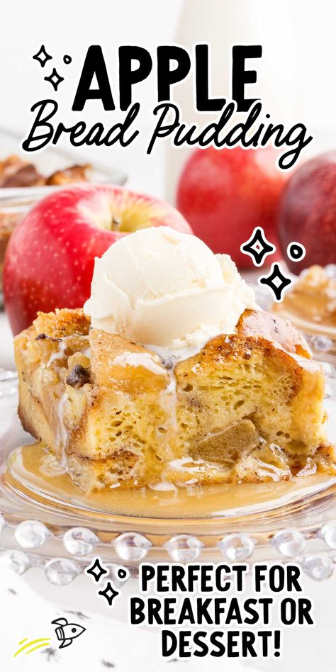 Homemade Bread Pudding, Dessert Casserole, Apple Bread Pudding Recipe, Apple Bread Pudding, Baked Apple Dessert, Caramel Apples Homemade, Apples And Cinnamon, Bread Pudding With Apples, Bread Puddings