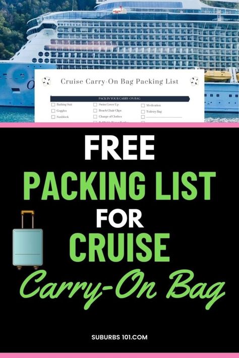 What to Pack in Your Cruise Carry On Bag (Free Packing List) Cruise Carry On Bag Packing Lists, Cruise Carry On Bag, Carryon Packing List, Carryon Packing, Cruise Checklist, European Cruises, Passport Card, Mexico Cruise, Packing List For Cruise