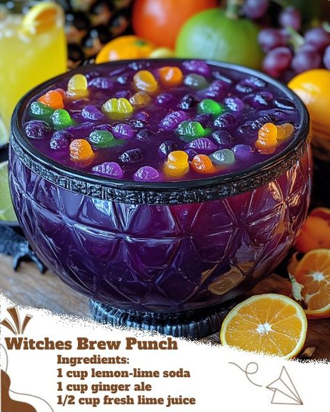 Purple Punch Recipe Non Alcoholic, Punch Recipe Non Alcoholic, Purple Punch Recipes, Witches Brew Punch, Hawaiian Punch, Purple Punch, Punch Recipe, The Punch, Lemon Lime Soda