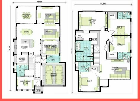 2 Storey 5 Bedroom House Floor Plan, 2 Storey 5 Bedroom House Plans, Ghana Homes, Large Family House Plan, Country Cottage House Plans, Double Story House, 5 Bedroom House Plans, Double Storey House, 2 Storey House Design