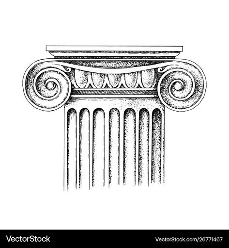 Ionic Column Drawing, Ionic Order, Architectural Orders, Ionic Column, Consulting Logo, Classical Architecture, Ancient Architecture, Architecture Drawing, Free Vector Images