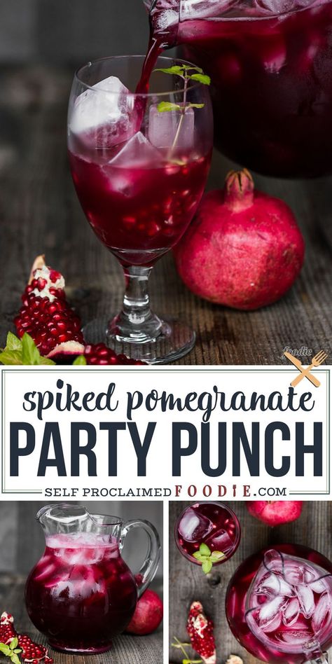 Pomegranate Prosecco Punch, Sparkling Cranberry Vodka Punch, Pomegranate Arils Recipe, Vodka Punch Recipes For A Crowd, Christmas Pomegranate Punch, Pomegranate Vodka Cocktail, Pomegranate Cocktail Recipes, Christmas Vodka, Pomegranate Punch