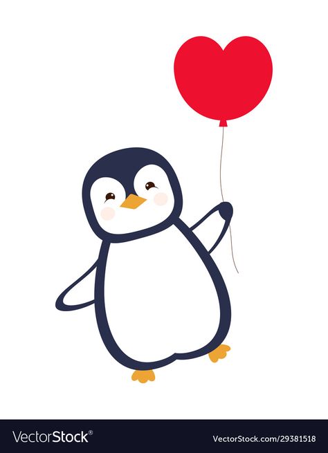 Penguin Cartoon, Cute Card, Heart Balloons, Cute Penguins, Cute Cards, Cartoon Character, High Res, Penguins, Png Images